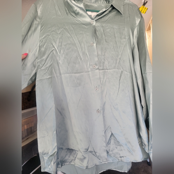 ♡Jones & Co 100%Silk button-down long sleeve  blouse. Size 16. A14 - Picture 4 of 7